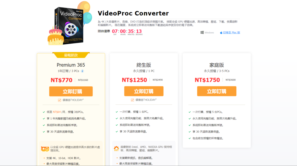 VideoProc Converter 價格